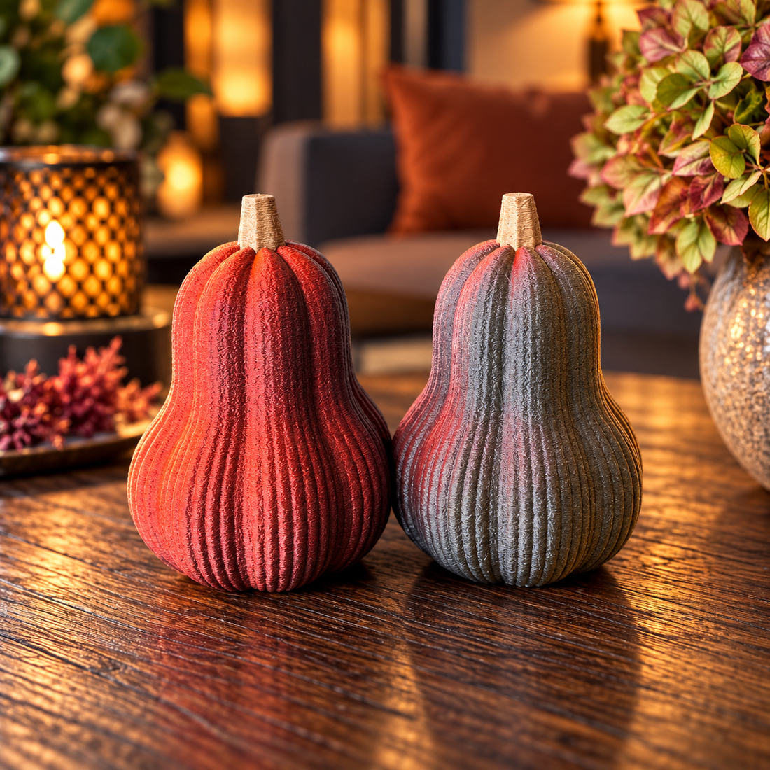 Multicolor 3D geprinte pompoen als unieke woondecoratie – DePrintKamer