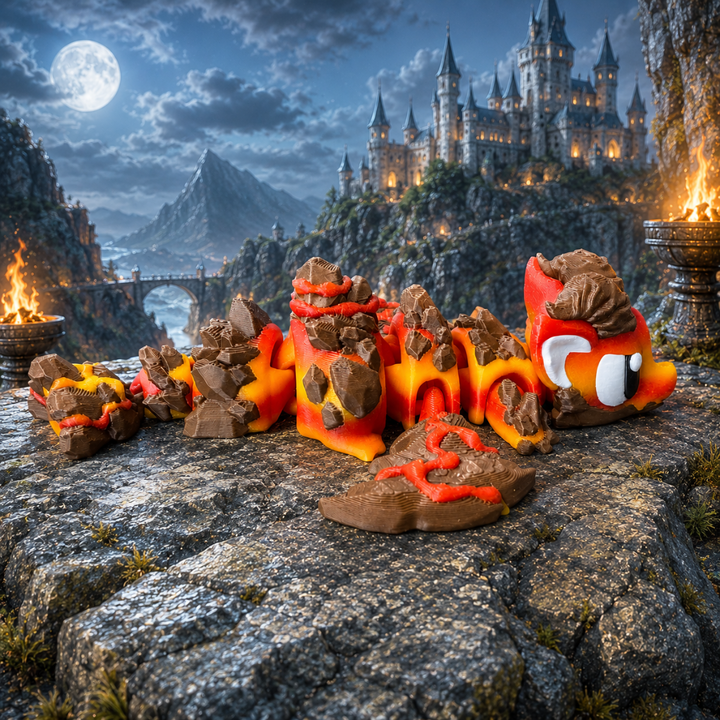 Zijaanzicht lava draak, 3D-geprint fantasy verzamelobject