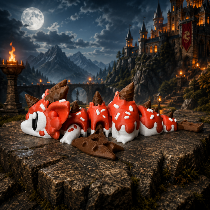 Zijaanzicht zoete verleiding draak, 3D-geprint fantasy verzamelobject
