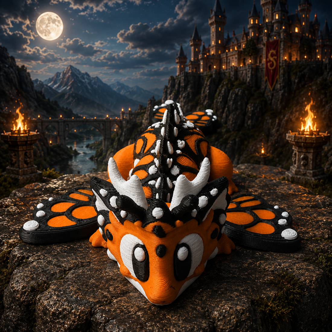 vooraanzicht vlinder draak, 3D-geprint fantasy verzamelobject