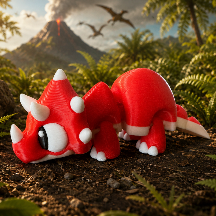  3D-geprinte Triceratops in twee kleuren, beweegbaar lichaam, fantasy verzamelobject