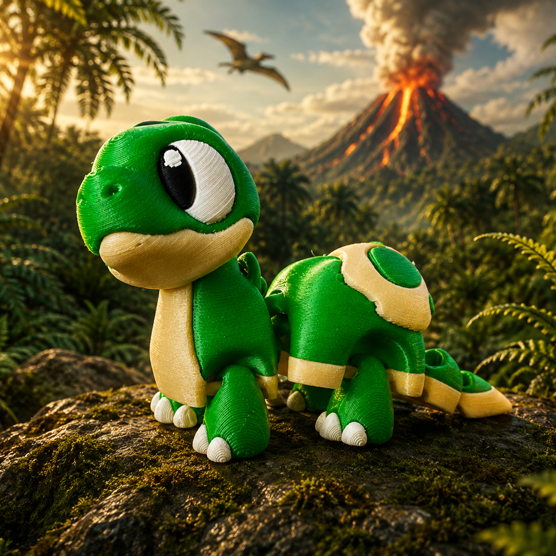 3D-geprinte Brachiosaurus in twee kleuren, beweegbaar lichaam, fantasy verzamelobject