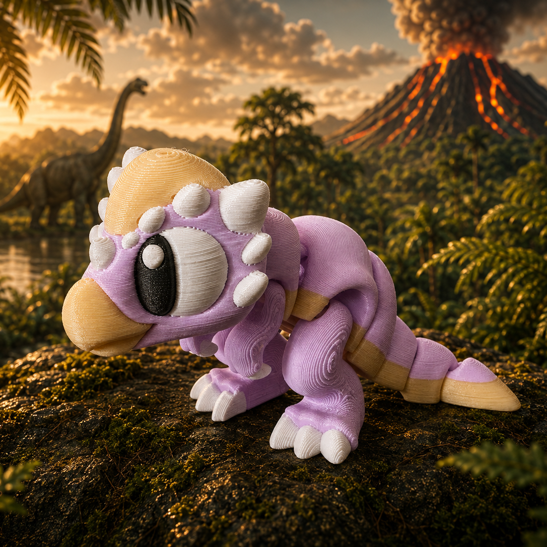 3D-geprinte Stygimoloch in twee kleuren, beweegbaar lichaam, fantasy verzamelobject