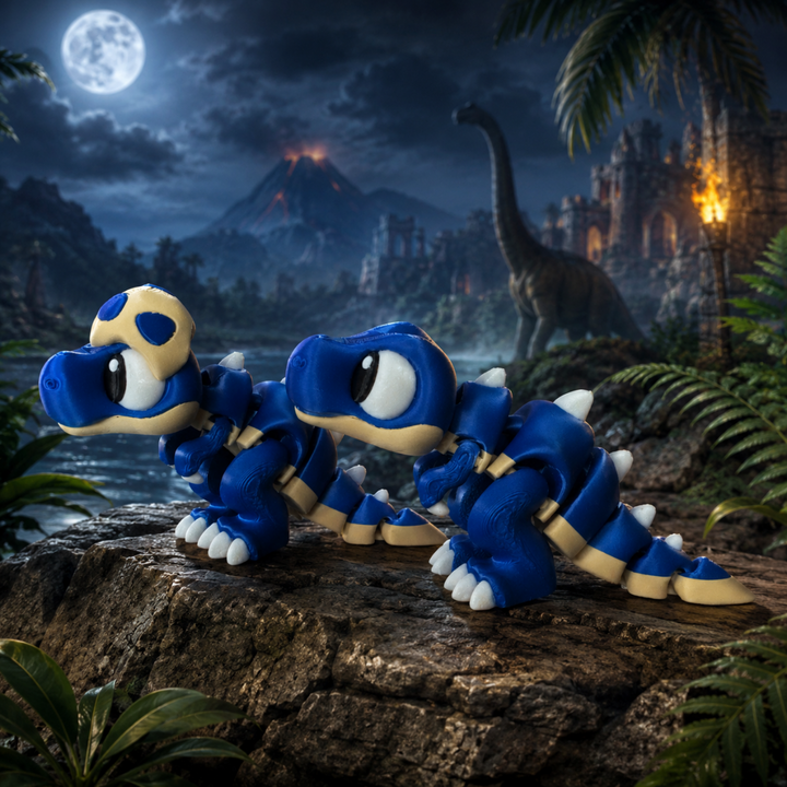 Zijaanzicht Tyrannosaurus rex duo, 3D-geprint dinosaurus verzamelobject