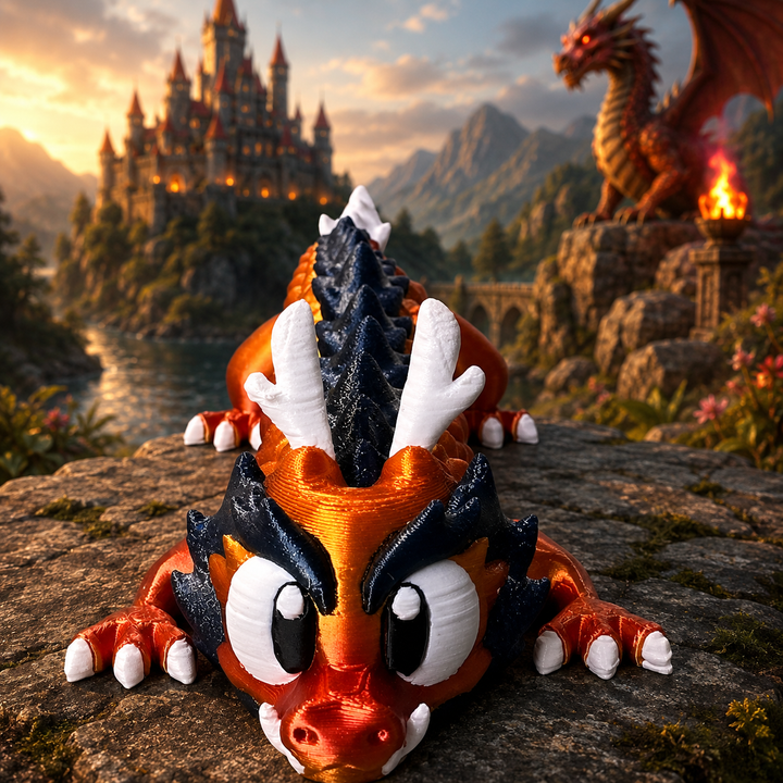 Vooraanzicht inferno draak 25cm, 3D-geprint fantasy verzamelobject
