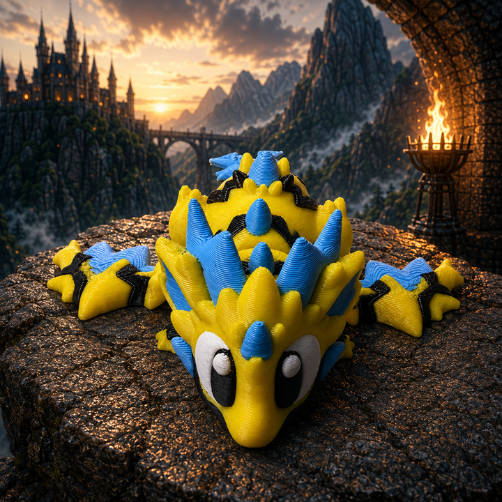 vooraanzicht bliksem draak, 3D-geprint fantasy verzamelobject