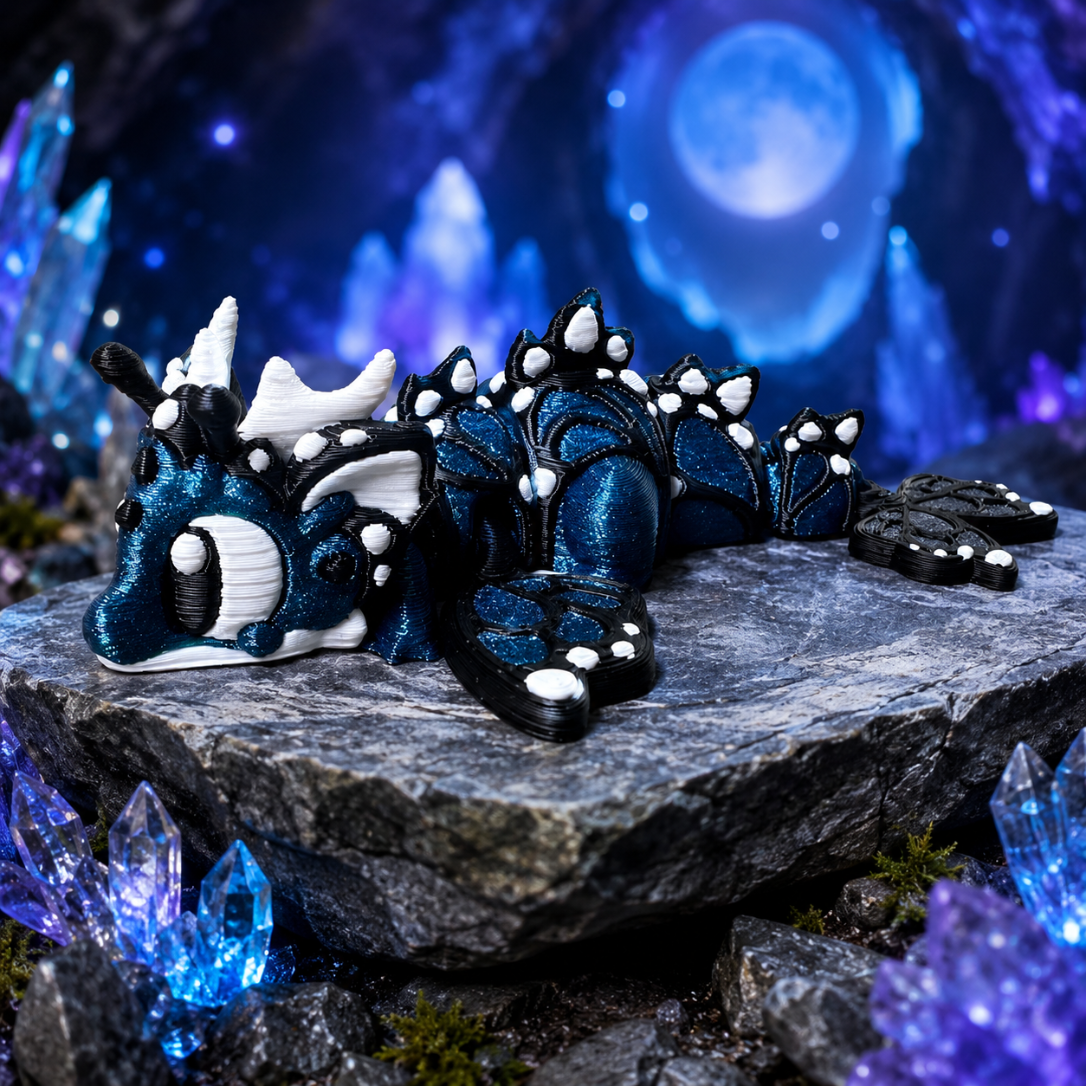 Blauwe vlinder draak met ei