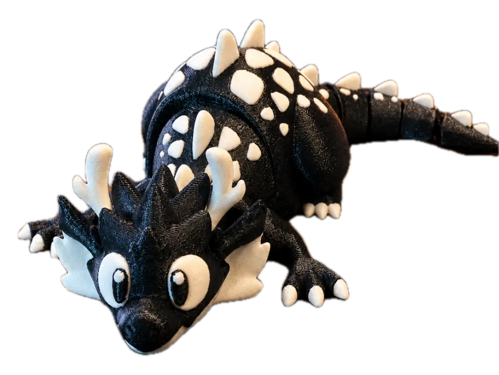 Drogon draak, donkere draak met metallic blauwe glans, 3D-geprint