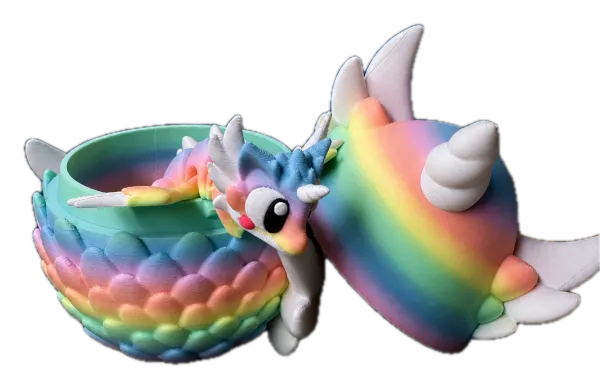 Regenboog draak met ei